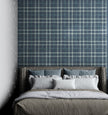 GP6070 Chunky Plaid Premium Peel and Stick Wallpaper Panel 26 Wide x 6 Ft High in Teal
