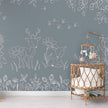 GDSE3570 Deer Doodles Wallpaper Mural Premium Peel and Stick Material 26in Wide x 9 ft. Blue White