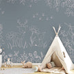 GDSE3570 Deer Doodles Wallpaper Mural Premium Peel and Stick Material 26in Wide x 9 ft. Blue White