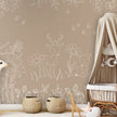 GDSE3571 Deer Doodles Wallpaper Mural Premium Peel and Stick Material 26in Wide x 9 ft. Brown White