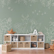 GDSE3572 Deer Doodles Wallpaper Mural Premium Peel and Stick Material 26in Wide x 9 ft. Green White