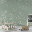GDSE3572 Deer Doodles Wallpaper Mural Premium Peel and Stick Material 26in Wide x 9 ft. Green White