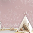 GDSE3573 Deer Doodles Wallpaper Mural Premium Peel and Stick Material 26in Wide x 9 ft. Pink White