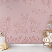 GDSE3574 Deer Doodles Wallpaper Mural Premium Peel and Stick Material 26in Wide x 9 ft. Dark Pink