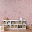 GDSE3574 Deer Doodles Wallpaper Mural Premium Peel and Stick Material 26in Wide x 9 ft. Dark Pink