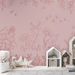 GDSE3574 Deer Doodles Wallpaper Mural Premium Peel and Stick Material 26in Wide x 9 ft. Dark Pink