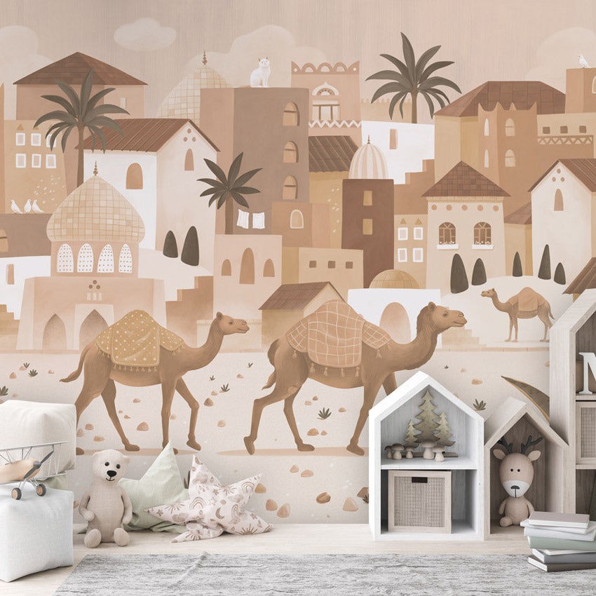 GDSE3581 Desert Dreams Wallpaper Mural Premium Peel and Stick Material 26in Wide x 9 ft. Monochromatic Brown