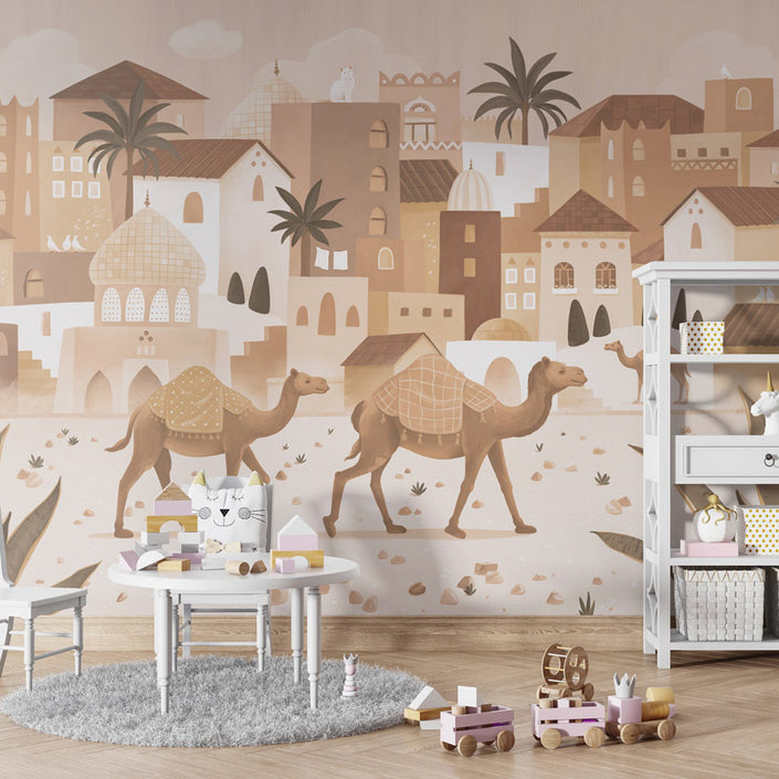 GDSE3581 Desert Dreams Wallpaper Mural Premium Peel and Stick Material 26in Wide x 9 ft. Monochromatic Brown