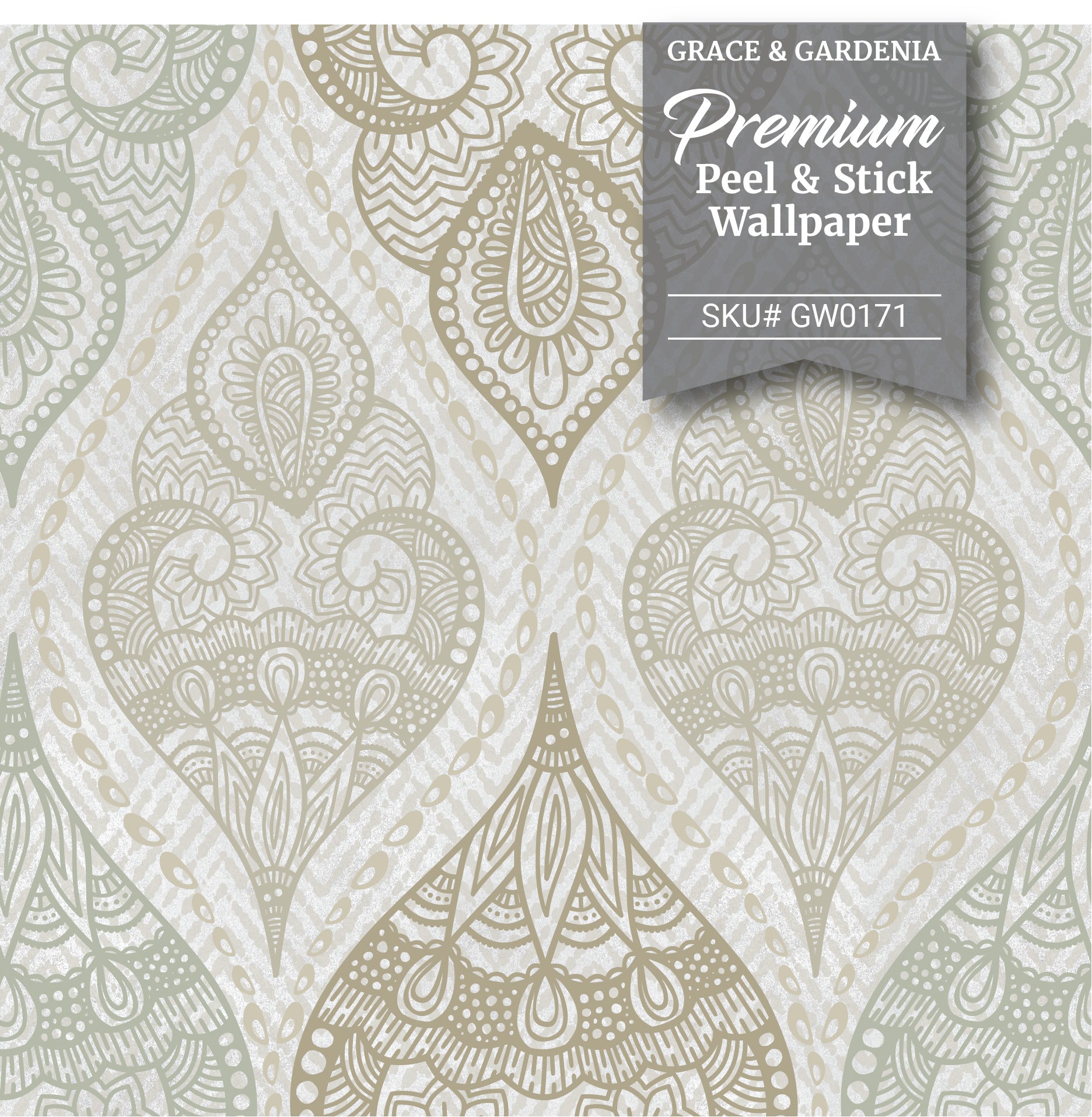 GW0171 Desert Tan Stone Paisley Wallpaper Panel