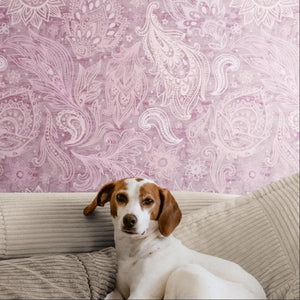 GP6060 Flower Paisley Premium Peel and Stick Wallpaper Panel 26 Wide x 6 Ft High in Dusty Pink