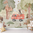 GDSE3590 Forest Fire Fighter Wallpaper Mural Premium Peel and Stick Material 26in Wide x 9 ft. Green
