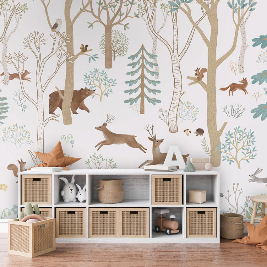GDSE3630 Frisky Forest Wallpaper Mural Premium Peel and Stick Material 26in Wide x 9 ft. Blue