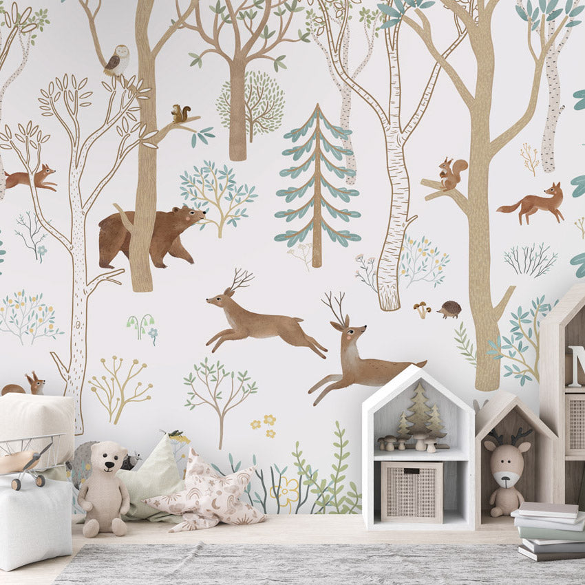 GDSE3630 Frisky Forest Wallpaper Mural Premium Peel and Stick Material 26in Wide x 9 ft. Blue