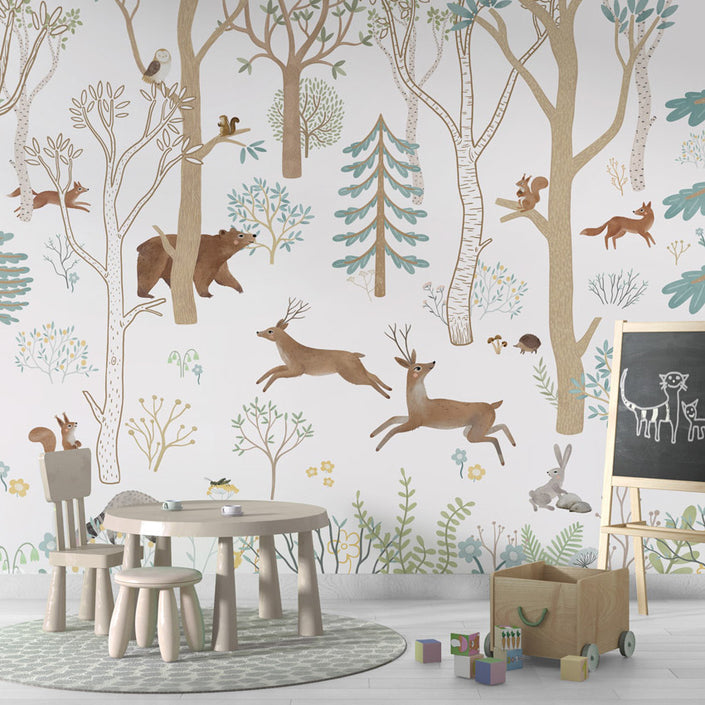 GDSE3630 Frisky Forest Wallpaper Mural Premium Peel and Stick Material 26in Wide x 9 ft. Blue