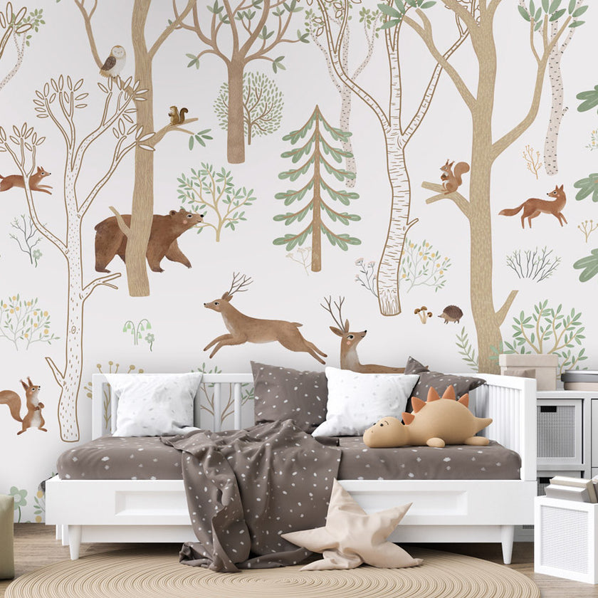 GDSE3760 Frisky Forest Wallpaper Mural Premium Peel and Stick Material 26in Wide x 9 ft. Green