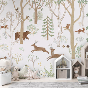 GDSE3760 Frisky Forest Wallpaper Mural Premium Peel and Stick Material 26in Wide x 9 ft. Green