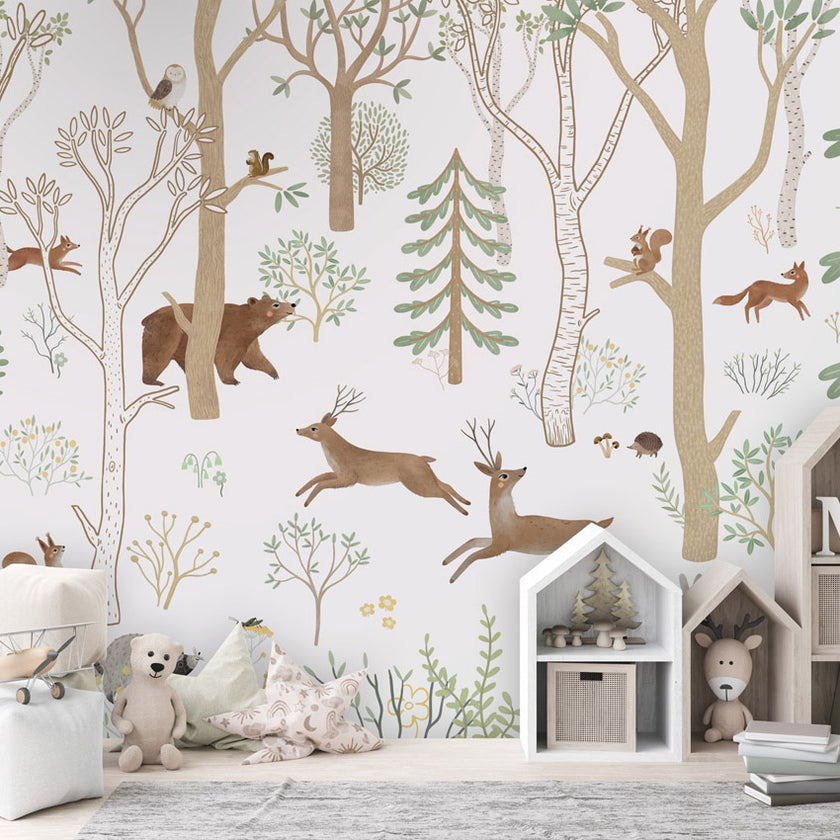 GDSE3760 Frisky Forest Wallpaper Mural Premium Peel and Stick Material 26in Wide x 9 ft. Green