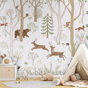 GDSE3760 Frisky Forest Wallpaper Mural Premium Peel and Stick Material 26in Wide x 9 ft. Green