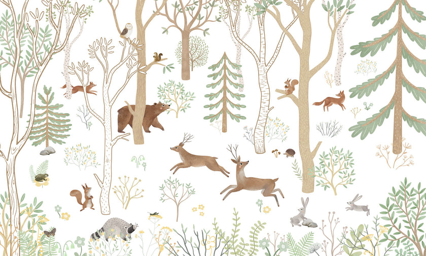 GDSE3760 Frisky Forest Wallpaper Mural Premium Peel and Stick Material 26in Wide x 9 ft. Green