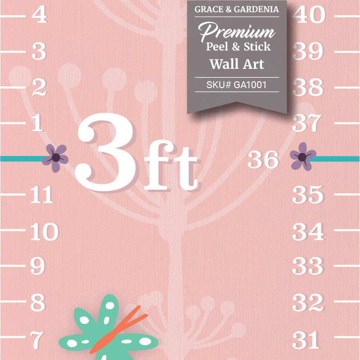 GA1001 Children Growth Chart Butterfly Garden Design Peel & Stick Vinyl, Kids