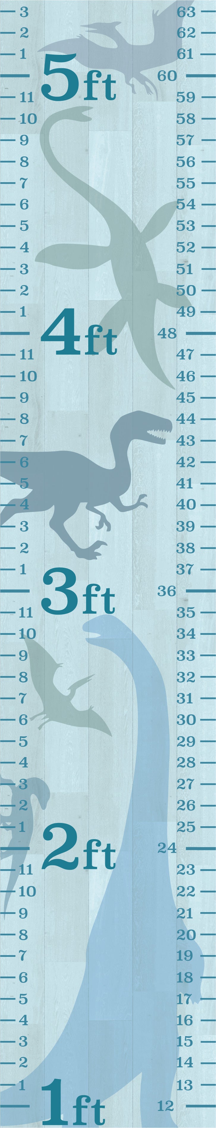 GA1002 Children’s Peel & Stick Growth Chart with Blue Dinosaurs Kids