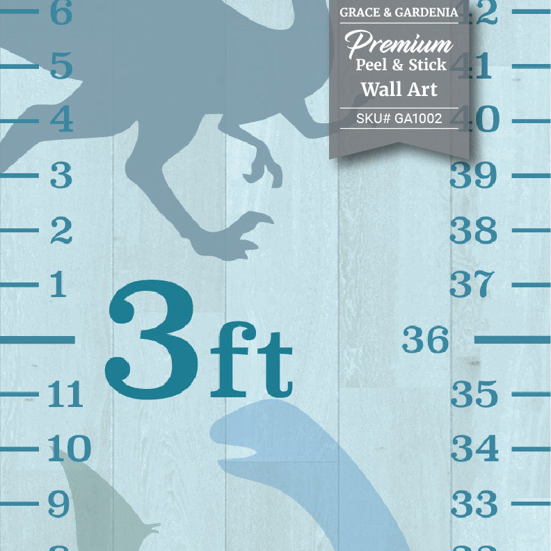 GA1002 Children’s Peel & Stick Growth Chart with Blue Dinosaurs Kids