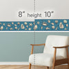 GB10022 Seashells On Waves Nautical Peel and Stick Wallpaper Border 10in or 8in Height x 15ft Long, Dark Blue Gray Off White