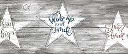 GB4030 Farmhouse Star Affirmation Distressed Wood Peel and Stick Wallpaper Border 10in or 8in Height x 15ft Long, Neutral Brown Gray Off White