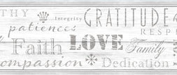 GB4034 Distressed Wood Farmhouse Values Typography Inspirational Words Peel and Stick Wallpaper Border GB4034