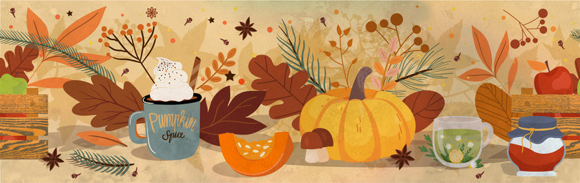 GB4040 Cozy Autumn Peel and Stick Wallpaper Border 10in or 8in Height x 15ft Long Brown Orange Tan Green