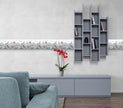 GB5001 Etched Blossom Peel and Stick Wallpaper Border 10in or 8in Height x 15ft Long Gray Teal Blue