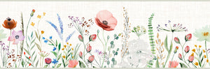 GB5020 Watercolor Meadow Peel and Stick Wallpaper Border 10in or 8in Height x 15ft Long Red Cream Tan Orange