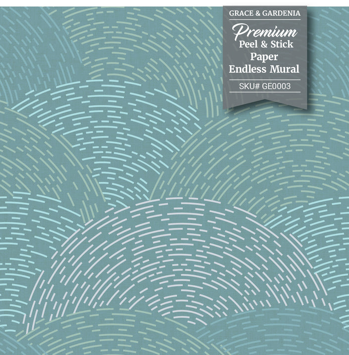 GE0003 Radial Escape Grace & Gardenia Endless Mural Teal