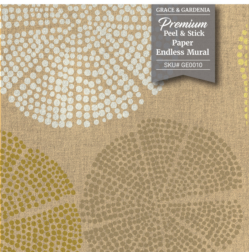 GE0010 Funky Polkadot Grace & Gardenia Endless Mural Chai Brown Orange