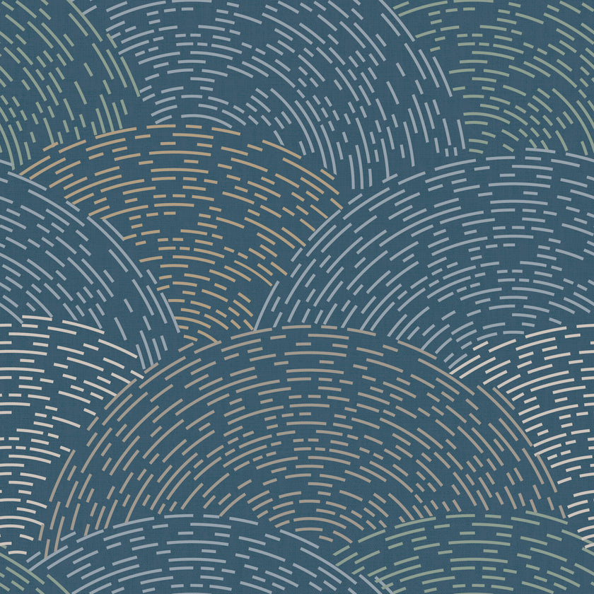 GE0002 Radial Escape Grace & Gardenia Endless Mural Navy