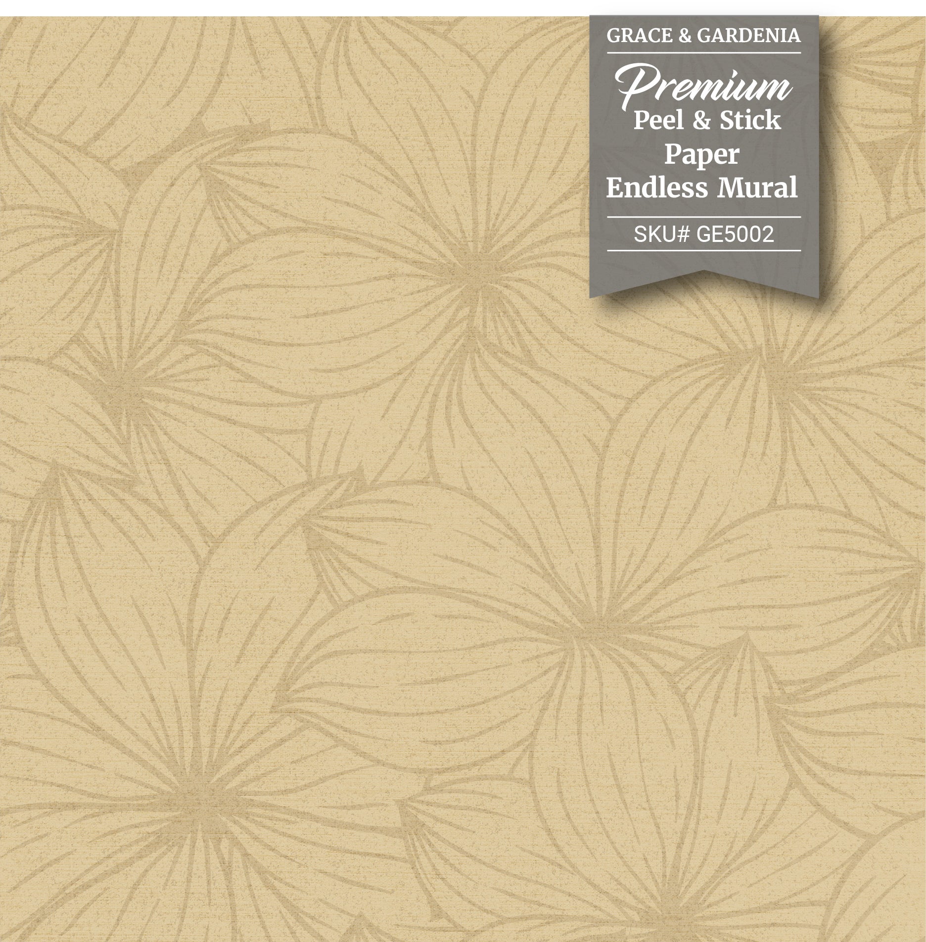 GE5002 Plumeria Grace & Gardenia Endless Mural Caramel Brown