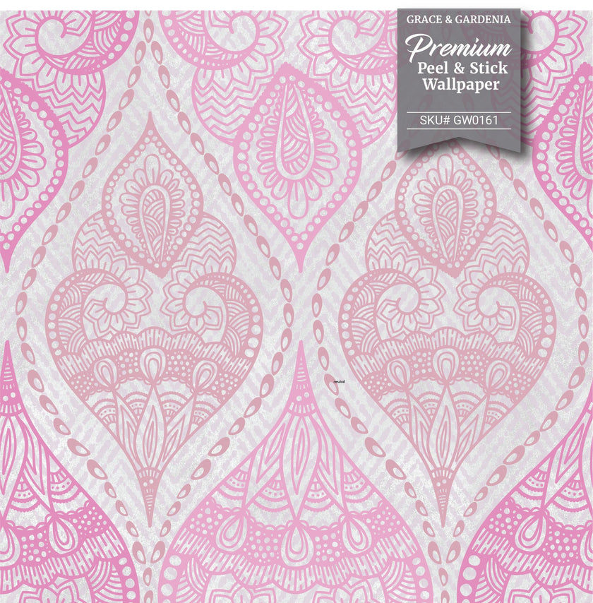 Stone Paisley wallpaper in Pink