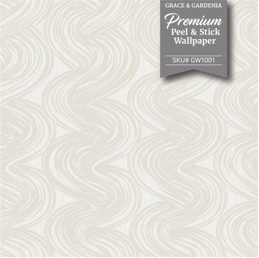GW6001 Curvy Bristles Strokes Warm Beige Gray Wallpaper Panel
