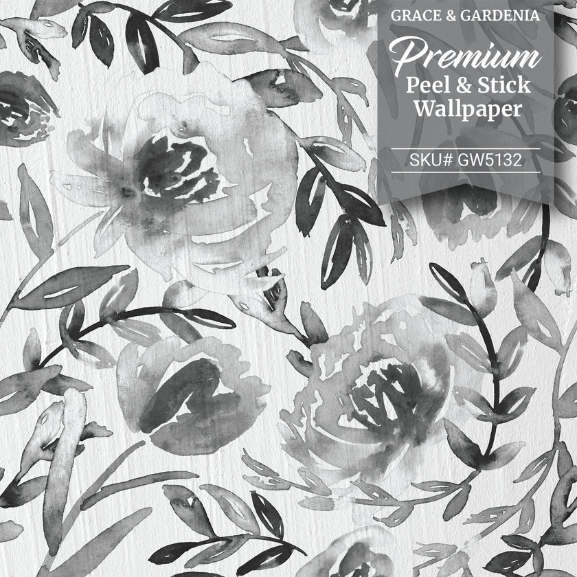 GW5133 Watercolor Floral on Paper Peel and Stick Wallpaper Roll 19 inch Wide x 18 ft. Long Green