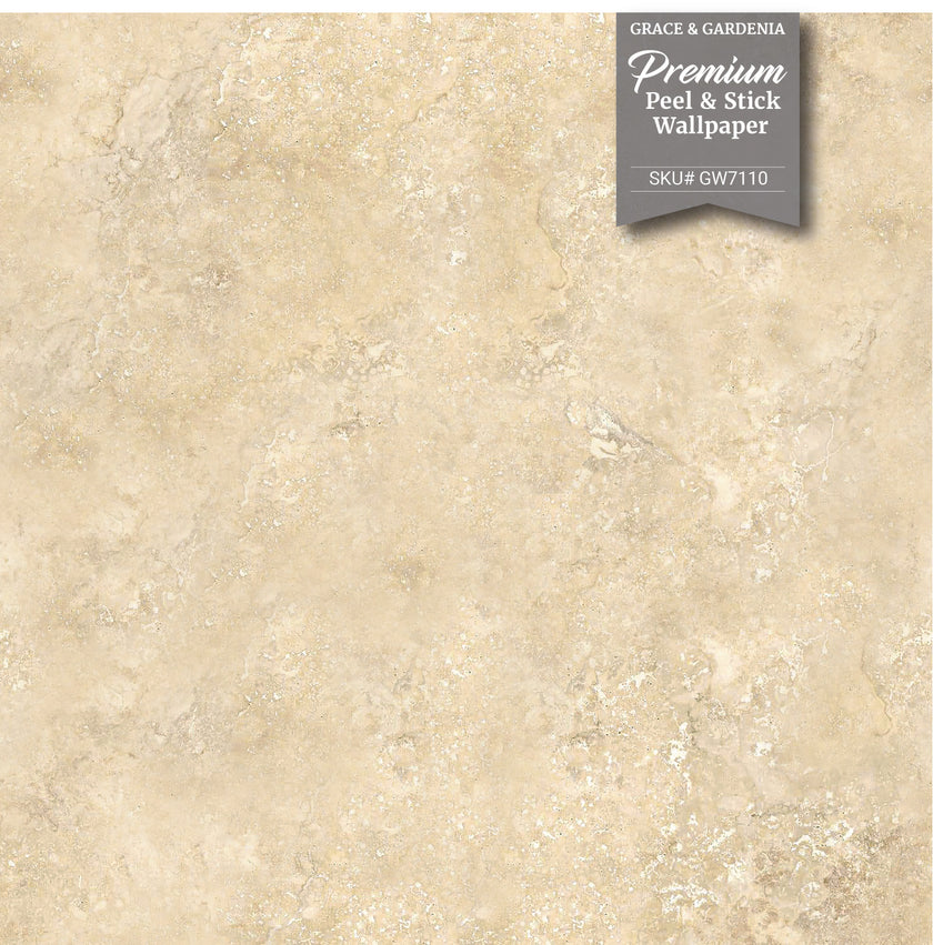 GW7110 Faux Travertine Texture Wallpaper Roll 19 inch Wide x 18 ft. Long Beige Gold Tan