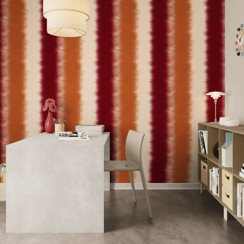 GP6030 Ombré Watercolor Stripe Premium Peel and Stick Wallpaper Panel 6 Ft High x 26 Wide in Deep Crimson
