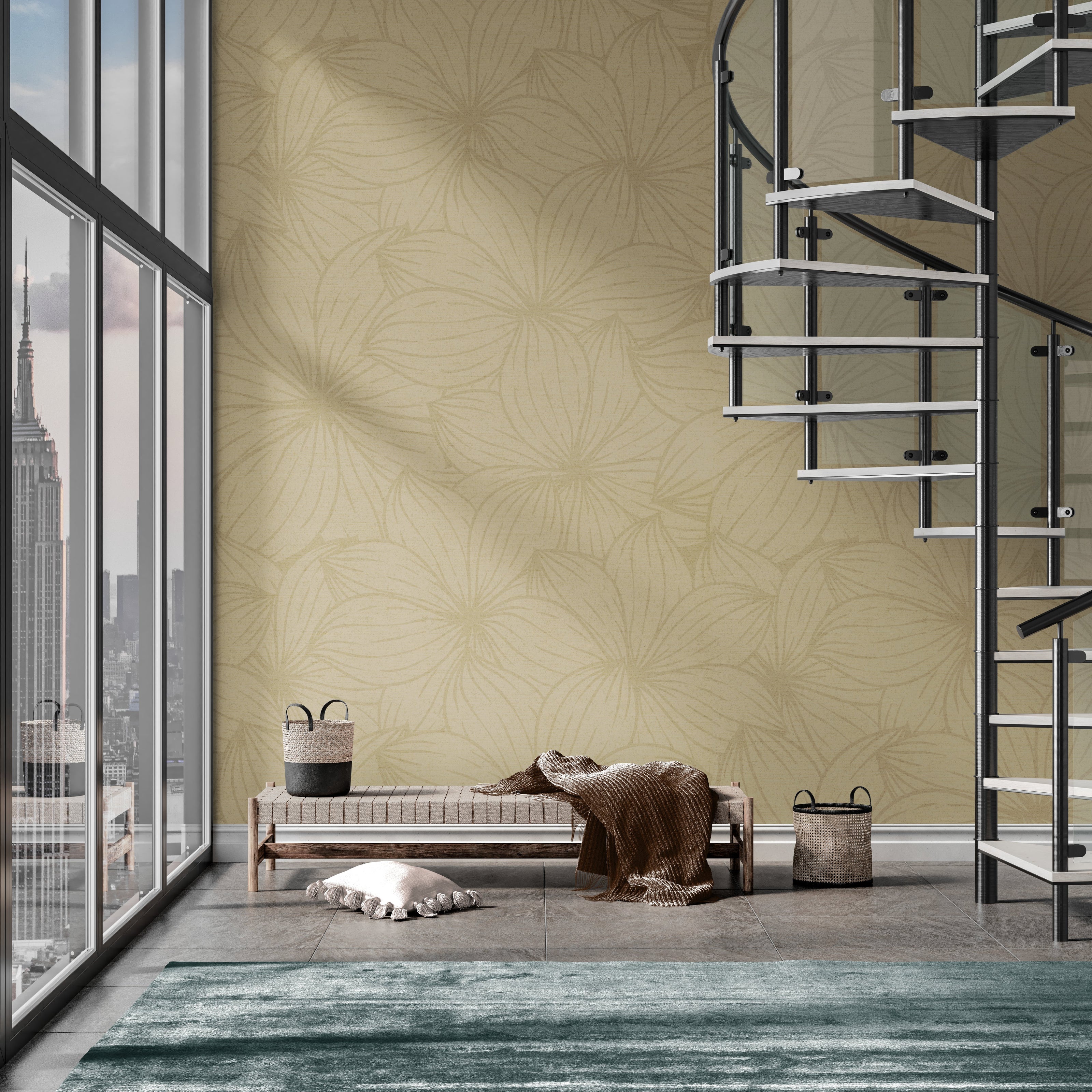 GE5002 Plumeria Endless Murals Caramel Brown