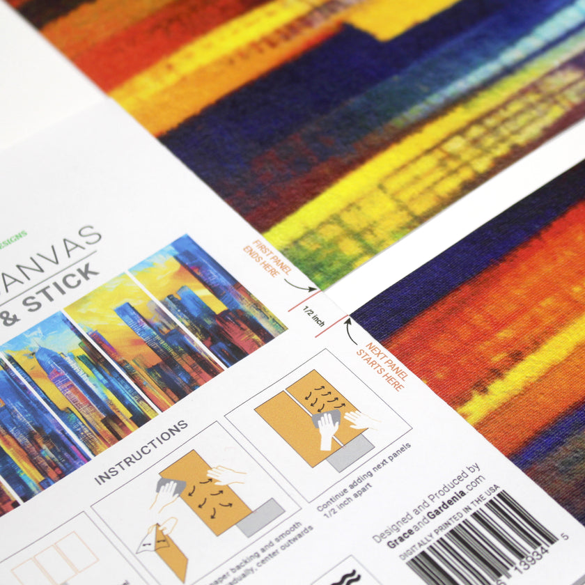 Expressive Cityscape Painting Peel & Stick Split Canvas Wall Art GA2006