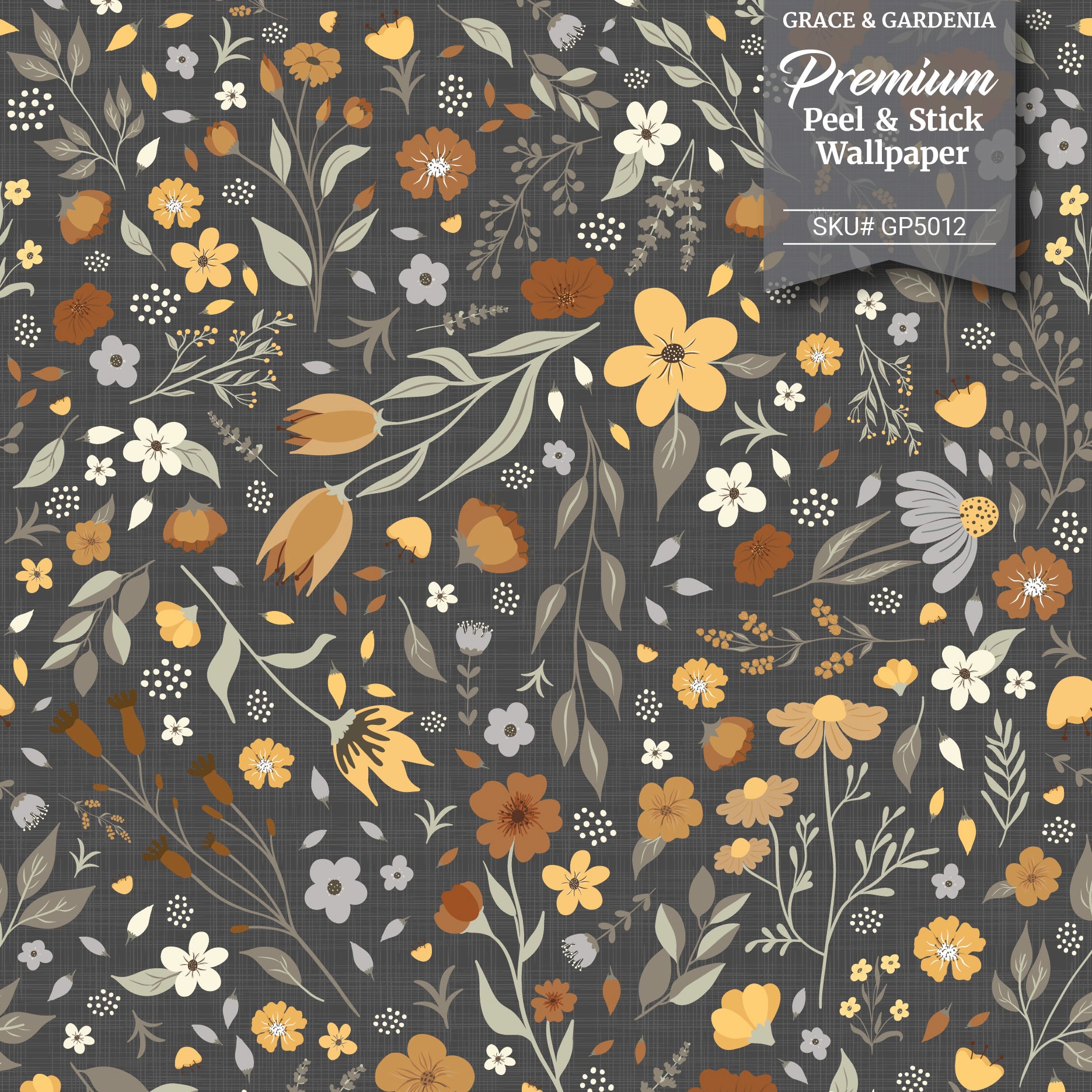 GP5012 Folk Floral Wallpaper Panels in Rustic Brown