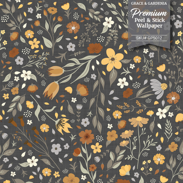 GP5011 Folk Florals Wallpaper Panels In Blue Gray