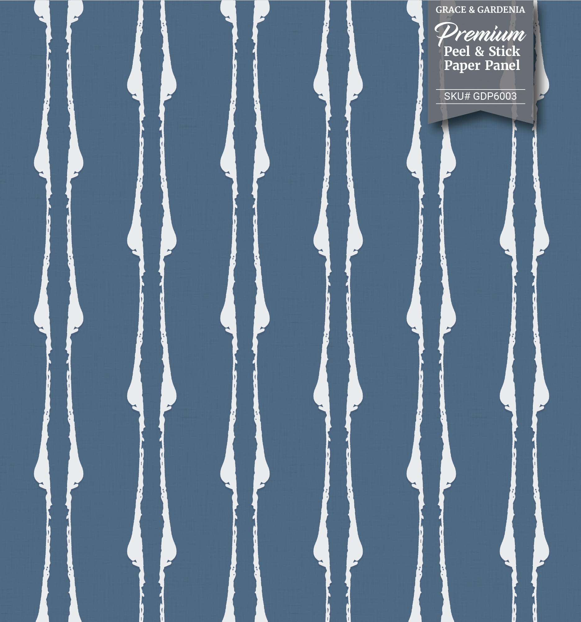 GDP6003 Twisted Twig Premium Peel and Stick Wallpaper Panel 6 Ft High x 26 Wide in Muted Navy