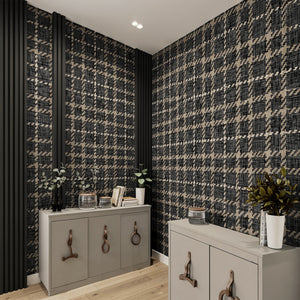 GP6071 Chunky Plaid Premium Peel and Stick Wallpaper Panel 6 Ft High x 26 Wide in Vintage Brown