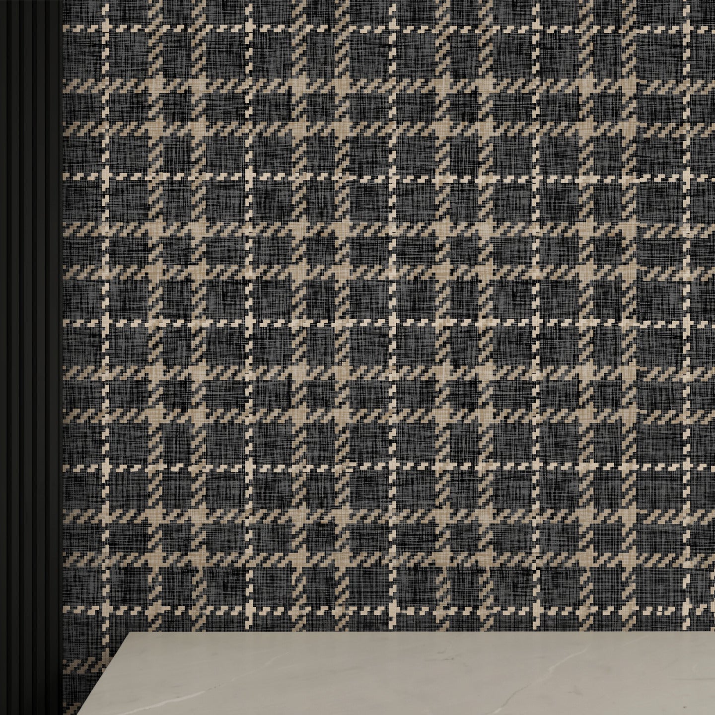 GP6071 Chunky Plaid Premium Peel and Stick Wallpaper Panel 6 Ft High x 26 Wide in Vintage Brown