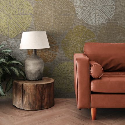 GE0010 Funky Polkadot Grace & Gardenia Endless Mural Chai Brown Orange