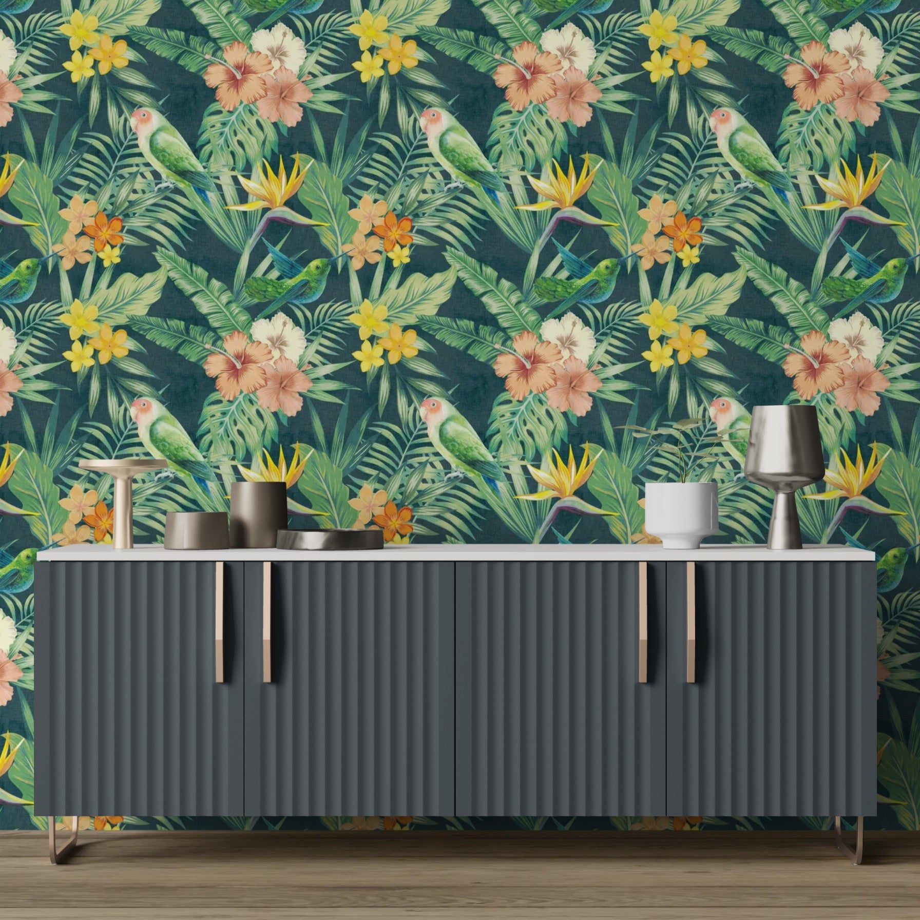 GP5070 Costa Tropical Premium Peel and Stick Wallpaper Panel 6 Ft High x 26 Wide in Green
